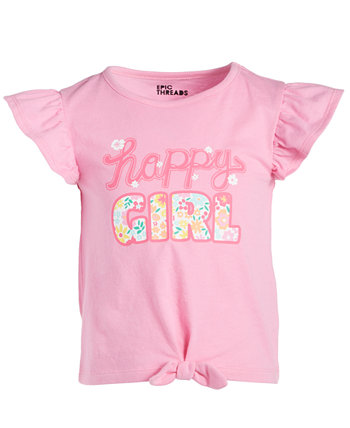 Toddler & Little Girls Happy Girl Graphic Tie-Front T-Shirt, Created for Macy's Epic Threads