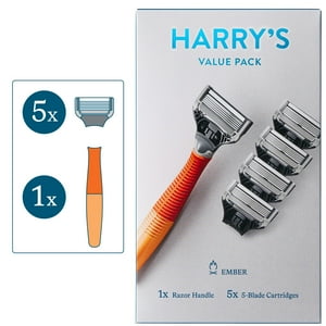 Harry's Men's Razor Value Pack: 1 Ember Orange Razor Handle + 5 Razor Blade Cartridges Visit the Harry's Store