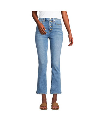 Women's Recover High Rise Button Front Kick Flare Crop Jeans Lands' End