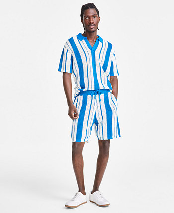 Men's Regular-Fit Crocheted Stripe 7" Drawstring Shorts, Created for Macy's I.N.C. International Concepts