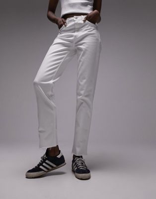 Белые укороченные прямые джинсы со средней посадкой и необработанными краями Topshop Tall Topshop Tall