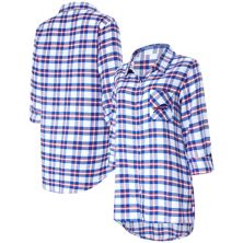 Женская ночная рубашка в клетку с длинными рукавами и пуговицами Concepts Sport Royal Buffalo Bills Sienna Unbranded