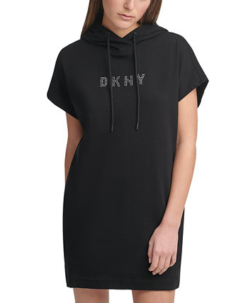 dkny sport logo hoodie dress