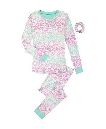 Обтягивающая пижамная рубашка для больших девочек, брюки и резинка для волос, комплект из 3 предметов Max & Olivia