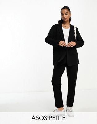 Черный трикотажный пиджак с напуском ASOS DESIGN Petite ASOS Petite