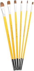 PATIKIL Paint Brushes Set, 6 Pack Soft Synthetic Painting Brushes with Plastic Handles for Oil Watercolor Painting DIY Craft, Yellow Patikil