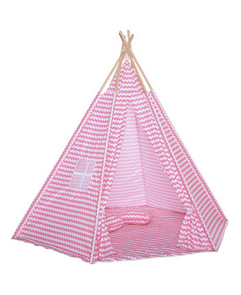 Kids Teepee Indoor Outdoor Play Tent Portable w/ Mat Pillow Carry Case Qaba