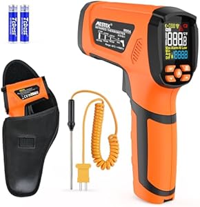 MESTEK Infrared Thermometer Temperature Gun -40℉~2912℉, High Temp Thermometer with Color LCD Display, Non-Contact Digital Laser Thermometer Gun 50:1 Pyrometer for Industrial HVAC Forge Metal Smelting Mestek