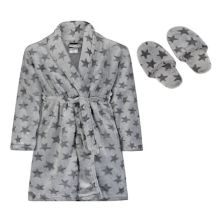 Sleep On It Boys Plush Fleece Shawl Collar Robe With Matching Slippers Sleep On It