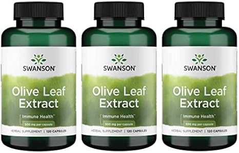 Swanson Olive Leaf Extract Capsules with 20% Oleuropein - Provides Immune Support, Promotes Cardiovascular System Health, and Supports Healthy Blood Pressure - (60 Capsules, 750mg Each) Swanson