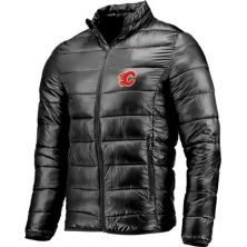 Черная мужская куртка-пуховик Calgary Flames из полиэстера с логотипом Fanatics Fanatics