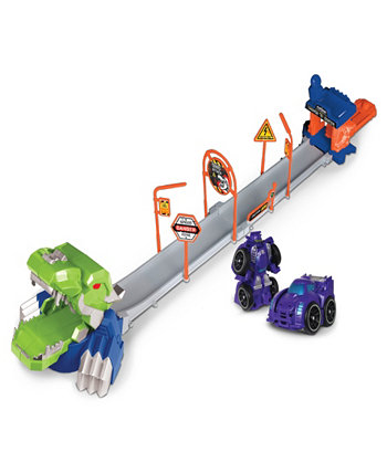 Nkok Attack Launch Track T.Rex Rocket Bot 42021, набор из 17 предметов, фиолетовый автомобиль-робот-трансформер 2-в-1, простая сборка Supreme Machines