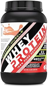 Amazing Muscle 100% Whey Protein Powder *Advanced Formula with Whey Protein Isolate Along with Ultra Filtered Whey Protein Concentrate (Banana, 2 Lb) Amazing Nutrition