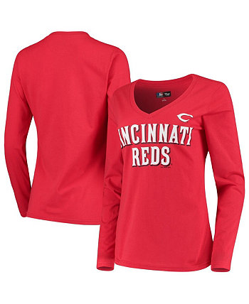 Женская красная футболка с длинным рукавом Cincinnati Reds Post Season G-III 4Her by Carl Banks