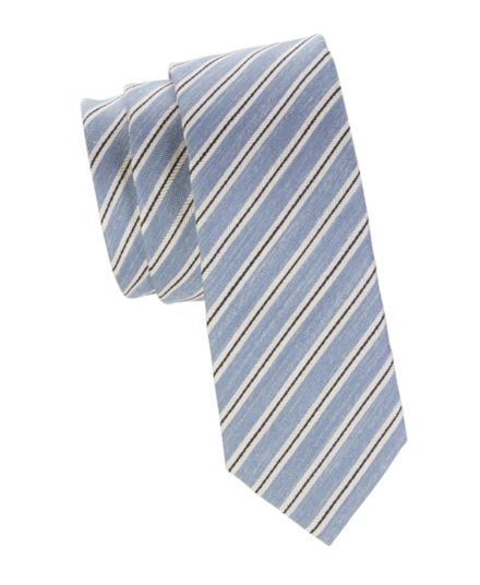 Полосатый шелк & amp; Льняной галстук Brioni