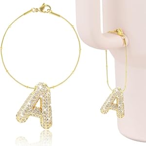 NBOOCUP Glitter Letter Compatible with Stanley Cup, Letter Keychain for HydroJug, Cute Letter for Stanley Cup Accessories Nboocup