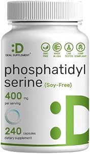 Phosphatidylserine Supplement, 400mg Serving, 240 Capsules – Soy Free Sunflower Lecithin Source DEAL SUPPLEMENT