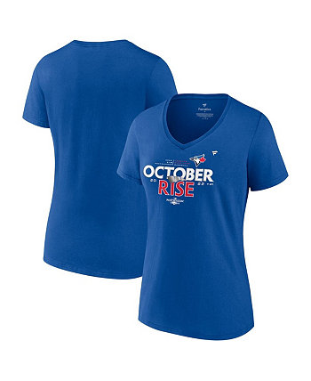 Женская футболка Royal Toronto Blue Jays 2022 после сезона в раздевалке с v-образным вырезом Fanatics