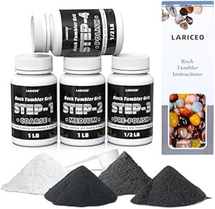 4-Step 3LB Rock Tumbler Grit and Polish Refill Kit, Premium Rock Tumbler Media, Effective Rock Tumbling Supplies for Producing Gorgeous Polished Stones, Suitable for All Rock Polishers and Tumblers Lariceo