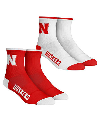 Молодежные носки для мальчиков и девочек Nebraska Huskers Core Team, комплект из 2 носков длиной четверть длины Rock 'Em