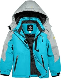 GEMYSE Girl's Waterproof Ski Snow Jacket Fleece Windproof Winter Jacket with Hood GEMYSE