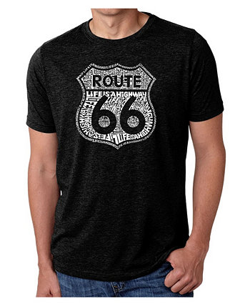Мужская премиальная футболка Word Art - Route 66 Life Is A Highway LA Pop Art