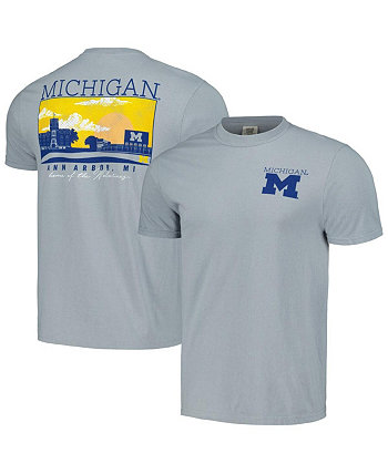 Мужская серая футболка Michigan Wolverines Campus Scene Comfort Colors Image One