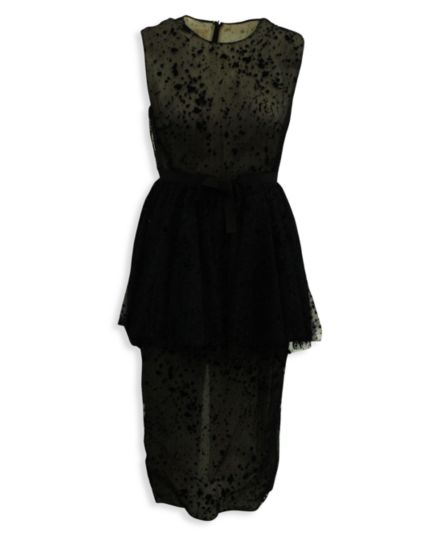 Черное кружевное коктейльное платье без рукавов Giambattista Valli из полиэстера GIAMBATTISTA VALLI