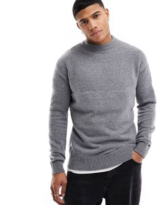Светло-серый вязаный свитер с круглым вырезом Selected Homme Selected