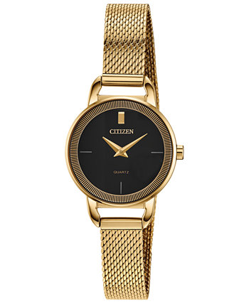 Женские кварцевые часы-браслет из нержавеющей стали золотистого цвета с сеткой 26 мм Citizen