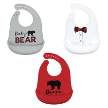 Little Treasure Infant Boys Silicone Bibs, Red Baby Bear, One Size Little Treasure