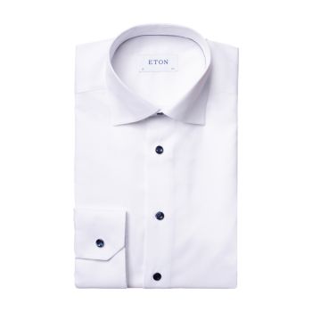 Приталенная классическая рубашка из твила с темно-синими деталями Eton