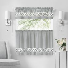 Kate Aurora Pacifico Complete 3 Piece Rod Pocket Embroidered Tier & Valance Kitchen Curtain Set Kate Aurora