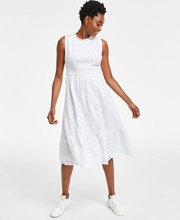 Миниатюрное платье миди с люверсами, созданное для Macy's Charter Club
