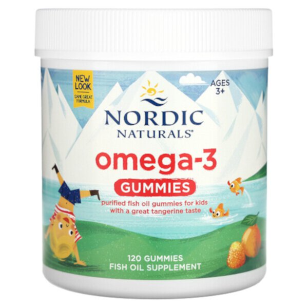 Жевательные конфеты с омега-3, возраст от 3 лет, мандарин, 120 жевательных конфет Nordic Naturals