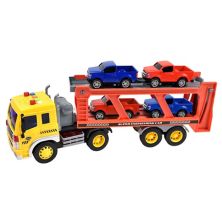 Санни Дейз Развлечения Реалистичные боевые грузовики Длинный грузовик-перевозчик Игровой набор Sunny Days Entertainment