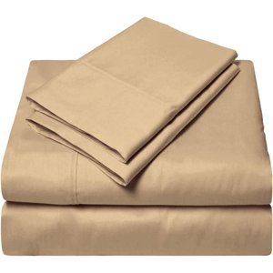 Texas King Size Bed Sheet Set 4 Piece, 400 Thread Count, 22" Deep Pocket, 100% Egyptian Cotton, Sateen Finish, Extra Soft and Luxury - Taupe Solid. Bedding Begs