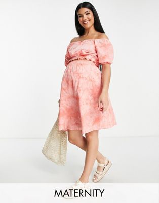 Mamalicious Maternity tie dye skirt in coral - part of a set Mama.licious