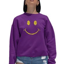 Be Happy Smiley Face - Women's Word Art Crewneck Sweatshirt LA Pop Art
