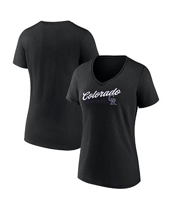 Черная женская футболка Colorado Rockies One and Only с v-образным вырезом Fanatics