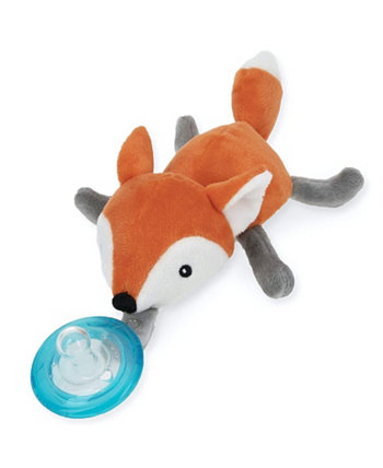 Calming Natural Flex Snuggleez Pacifier with Plush Animal, Fox, Orange NUBY