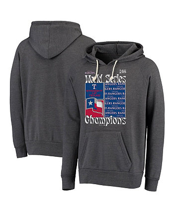 Мужской темно-серый пуловер с капюшоном из трех смесей Texas Rangers 2023 World Series Champions Local Squares Majestic