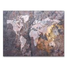 & # 34; Карта мира - Скала & # 34; 24 & # 34; х 32 & # 34; Картины на холсте от Майкла Томпсетта Trademark Fine Art
