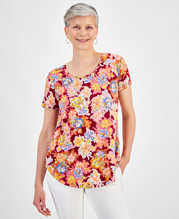 Petite Glorious Garden Scoop-Neck Top, Created for Macy's J&M Collection