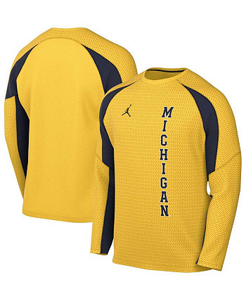 Мужская футболка Maize Michigan Wolverines Basketball Shooting реглан с длинным рукавом Jordan