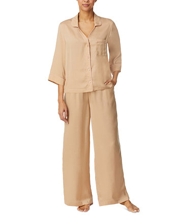 Женские 2 шт. Атласный пижамный комплект с широкими штанинами Sanctuary