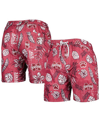 Мужские бордовые плавки с цветочным принтом в винтажном стиле Mississippi State Bulldogs Wes & Willy