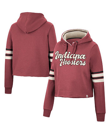 Женский укороченный пуловер с капюшоном в стиле ретро Crimson Indiana Hoosiers Colosseum