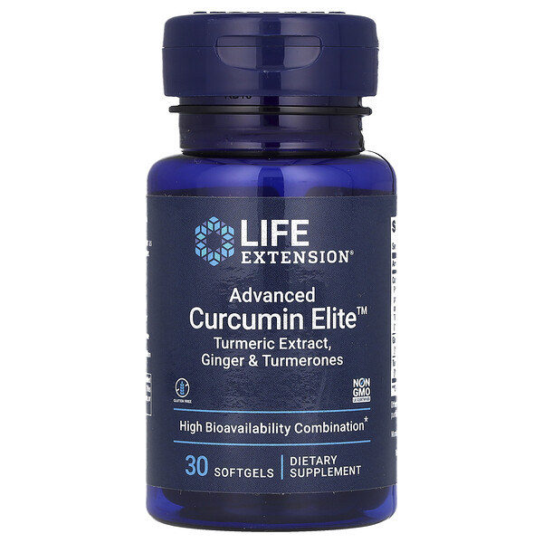 Advanced Curcumin Elite, Экстракт Куркумы, Имбирь & Турмероны - 30 мягких капсул - Life Extension Life Extension