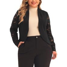 Женский пиджак больших размеров, кардиган с длинными рукавами, кружевной открытый передний укороченный болеро, кардиган, куртка Agnes Orinda